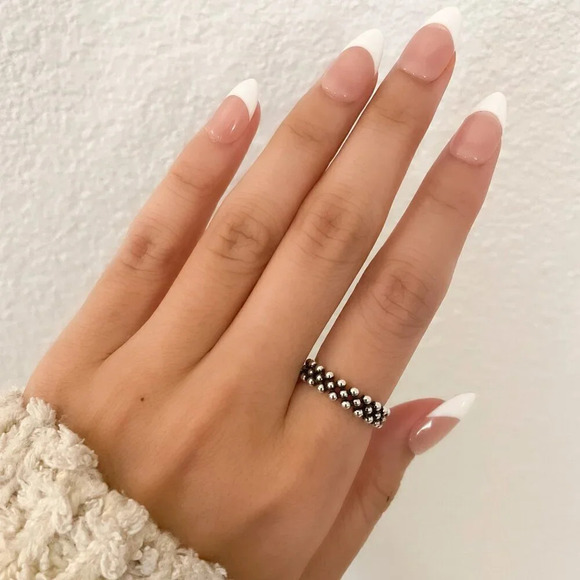 925 Sterling Silver Bead Ring Dainty Ring Band Thin Ring Stackable Ring Band - Picture 3 of 9